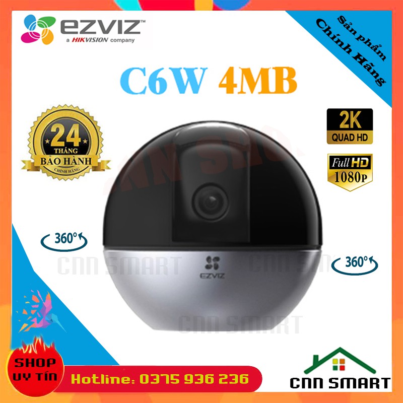 Camera IP WIFI 4MB EZVIZ C6W Siêu Nét 2K, Đàm thoại 2 chiều, Quay 360, Theo dõi chuyển động [ c6n a22ep ] - Chính hãng