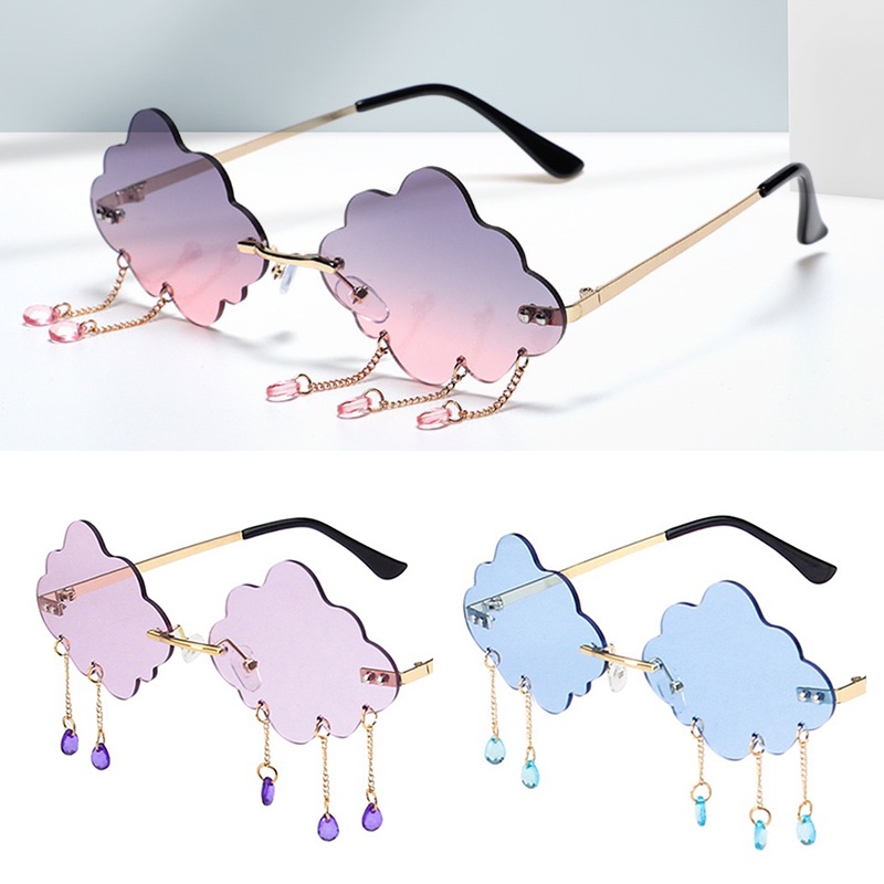 Mới Kính Mát Không Gọng Hình Đám Mây Giọt Nước Thời Trang