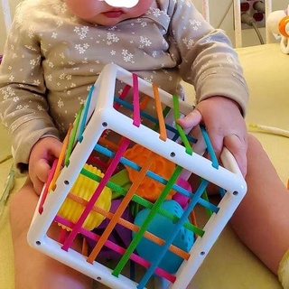 Bé yêu Puzzle Rainbow Rubik's Cube 0-3 tuổi đồ chơi nhận biết hình dạng và màu sắc cho bé