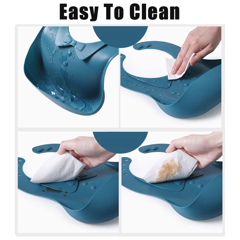 Yếm Ăn Bằng Silicon Mềm Màu Trơn Dễ Thương Cho Bé