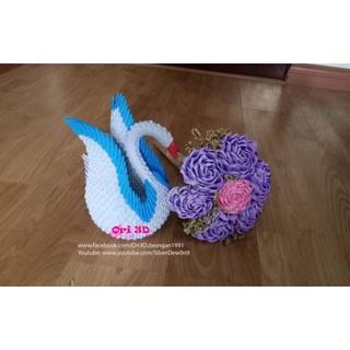 Cặp Thiên Nga Origami 3D (handmade)