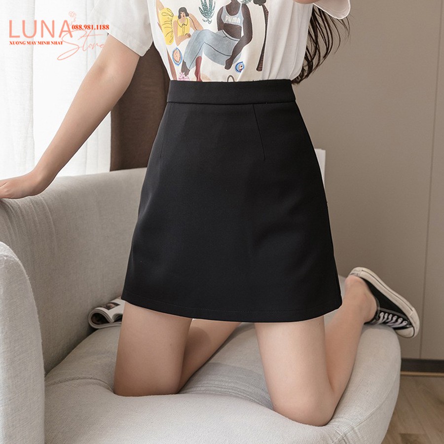 Chân váy chữ A ngắn màu đen có quần lót trong khóa sườn - Dáng chân váy đen ngắn chữ A công sở ôm - Mặc đi biển học làm | BigBuy360 - bigbuy360.vn