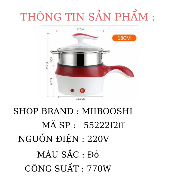 Nồi lẩu mini đa năng kèm lồng hấp inox tiện lợi lòng chống dính cao cấp MiibooShi 55222f2ff