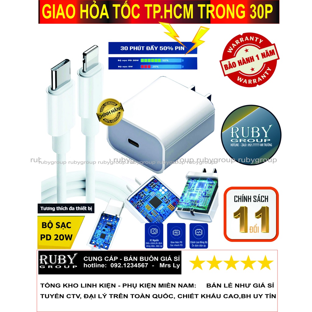 Cáp Sạc Nhanh, Cóc Sạc Nhanh 20W PD Cho IP, ANDROID CÓ QUICK CHARGE - RUBYGROUP