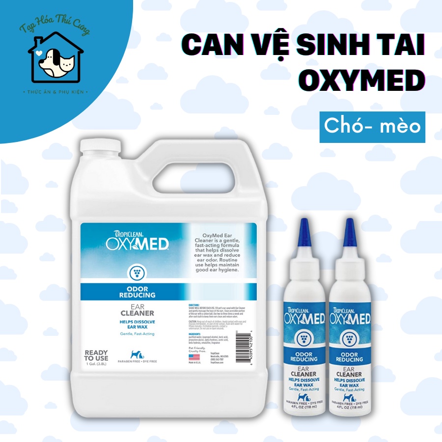Can dung dịch vệ sinh tai chó mèo Oxymed Tropiclean 3.78 lít