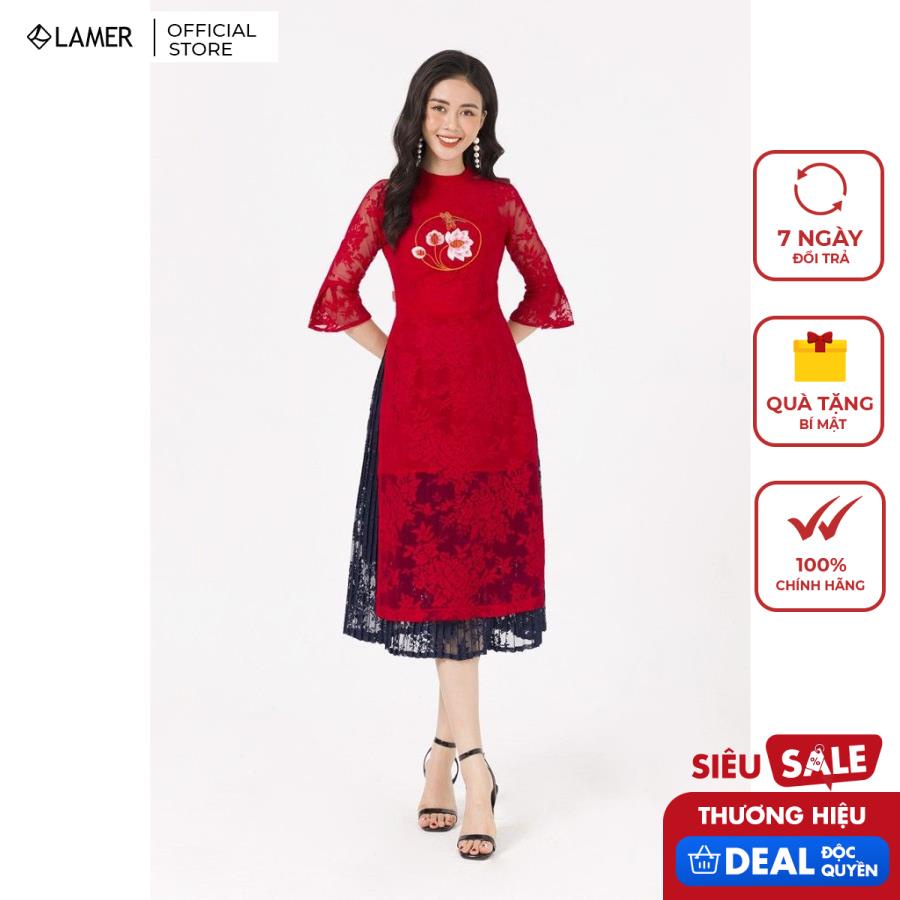 Áo dài cách tân nữ tay nhún LAMER L61A19Q070 (Áo dài không kèm quần)