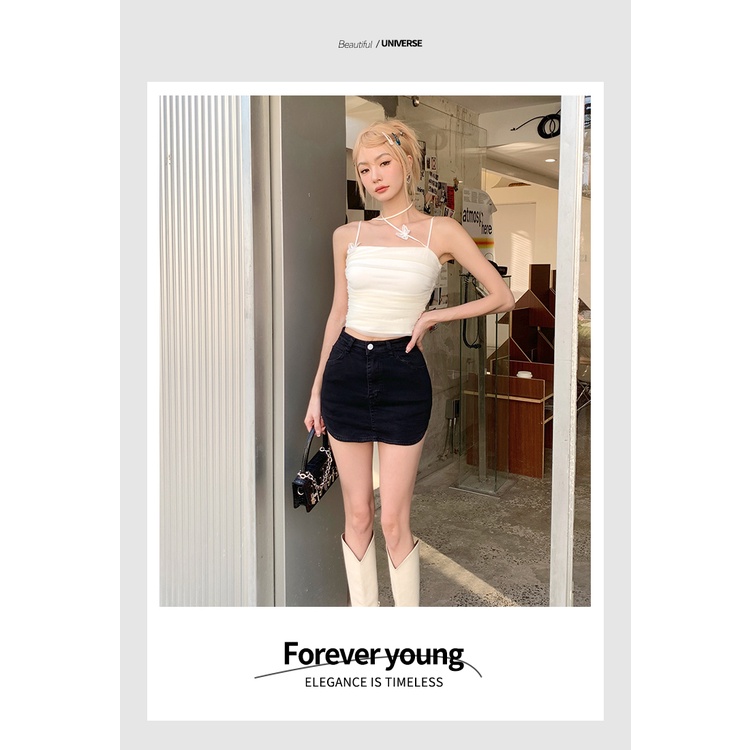 Áo Tank Top Xếp Ly Phối Ren Hình Bướm Thời Trang Cho Nữ