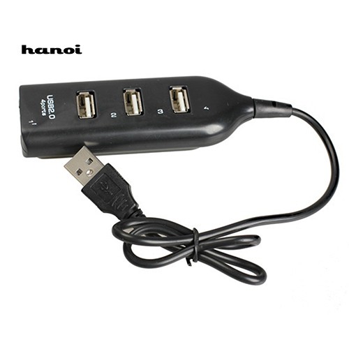 Hub Chia 4 Cổng USB 2.0 Tốc Độ Cao Màu Đen Cho Laptop / PC
