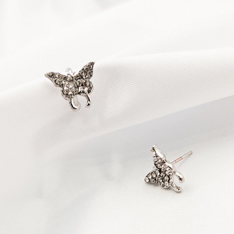 Bông Tai Hình Bướm Đính Đá Xinh Xắn Theo Phong Cách Hàn Quốc