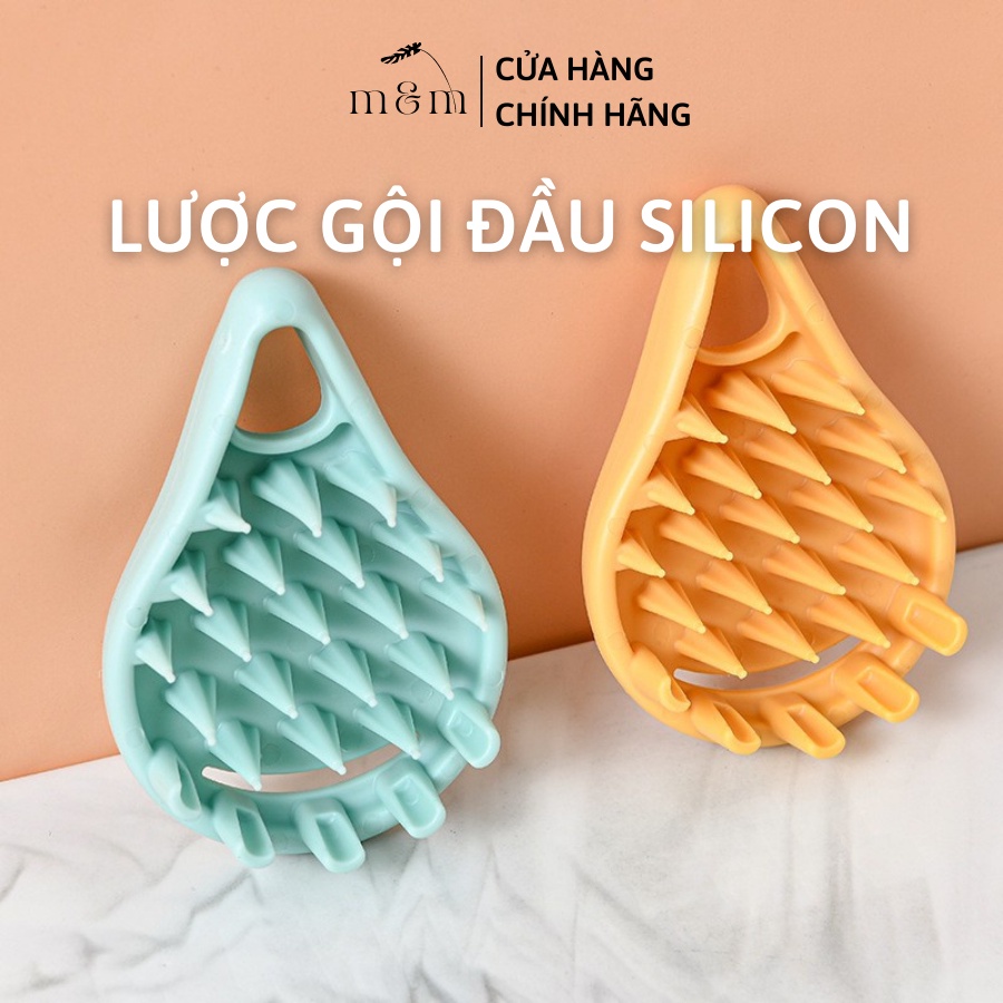 Lược Gội Đầu Silicon Dùng Để Massage Đầu, Chải Đầu, Giảm Gàu, Bết, Tóc Gãy Rụng, Bảo Vệ Da Đầu Và Móng Tay
