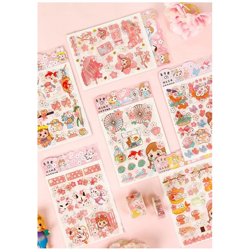 Sticker bé gái set 4 tấm mẫu mới