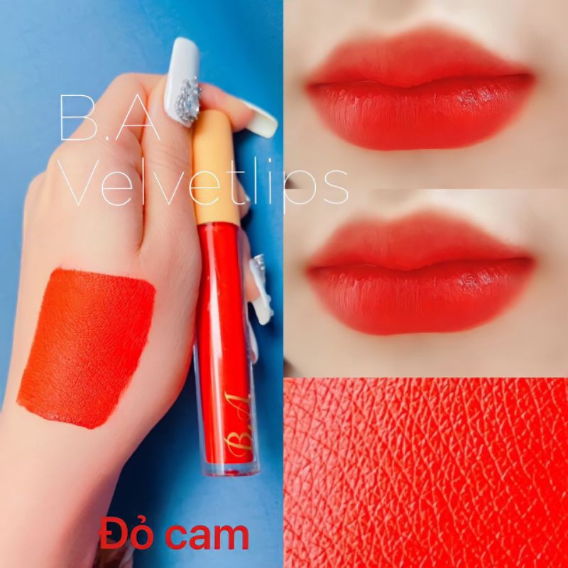 [Đỏ Cam] Son Kem Lì Nắp Vàng Cao Cấp B.A Màu Đỏ Cam | BigBuy360 - bigbuy360.vn