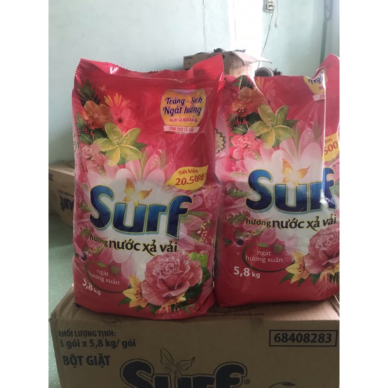 BỘT GIẶT SURF 5.8KG HƯƠNG NƯỚC XẢ VẢI