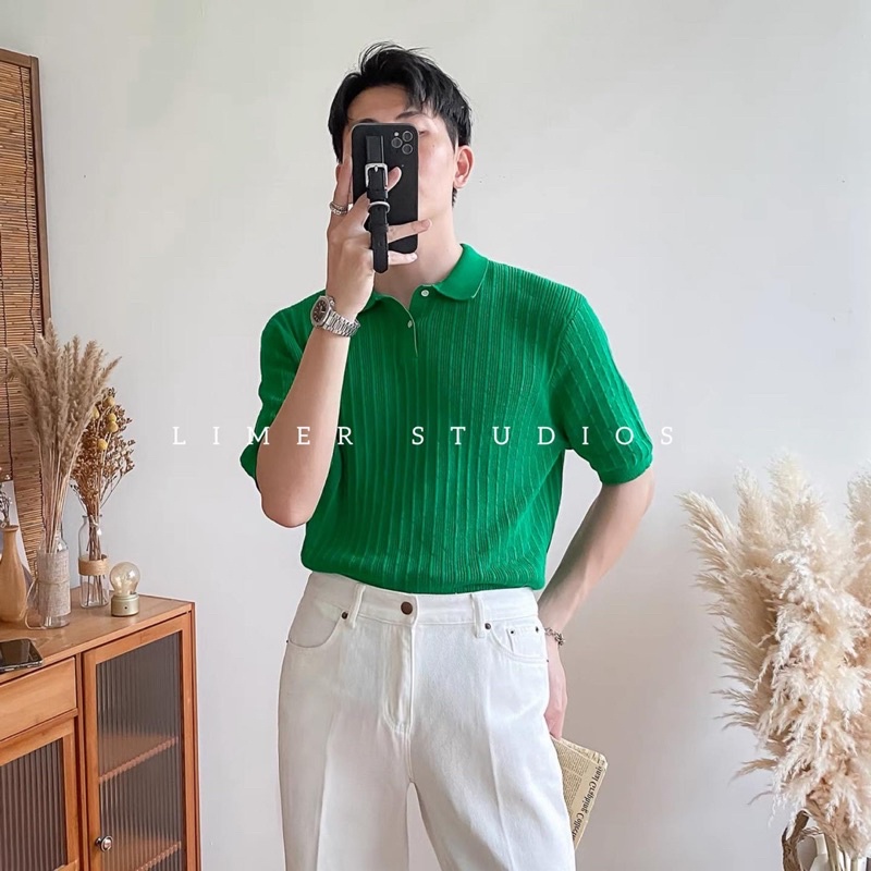 Áo polo nam Montoghi M1269 dệt kim cao cấp, form regular