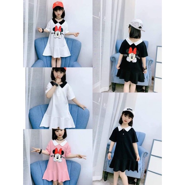 [Váy đuôi cá dáng suông có cổ in mickey cho bé gái