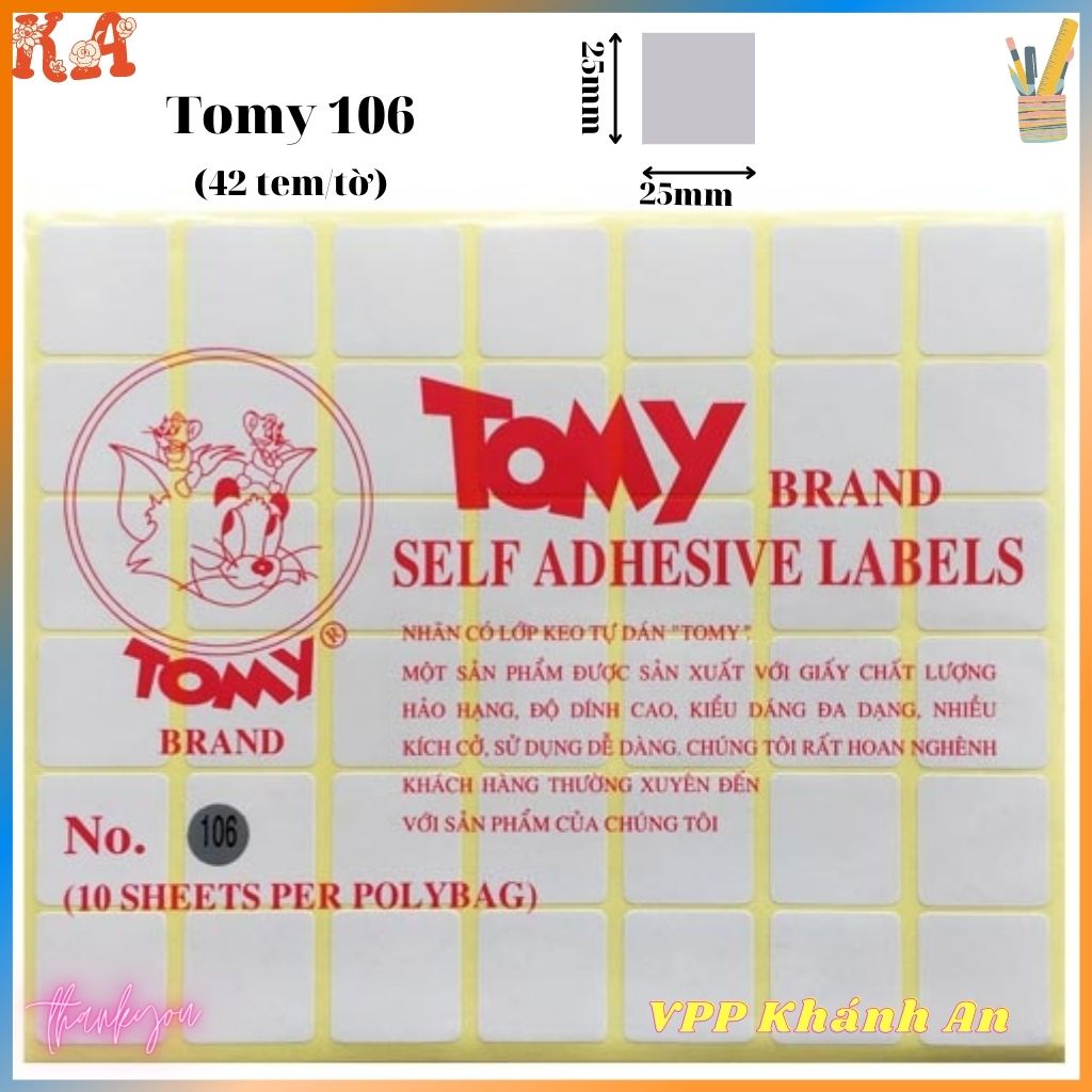 Giấy Tomy, nhãn dán Tomy A5 các cỡ 99 - 124