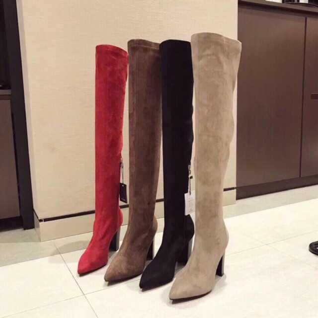 Boots đùi da lộn 9p Remy store đen be đỏ 3 màu | BigBuy360 - bigbuy360.vn