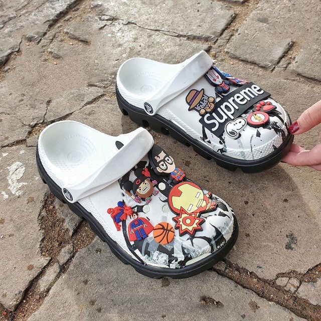 dép Cross quai ngang 3d TRAng đế đen cho Nam và nữ