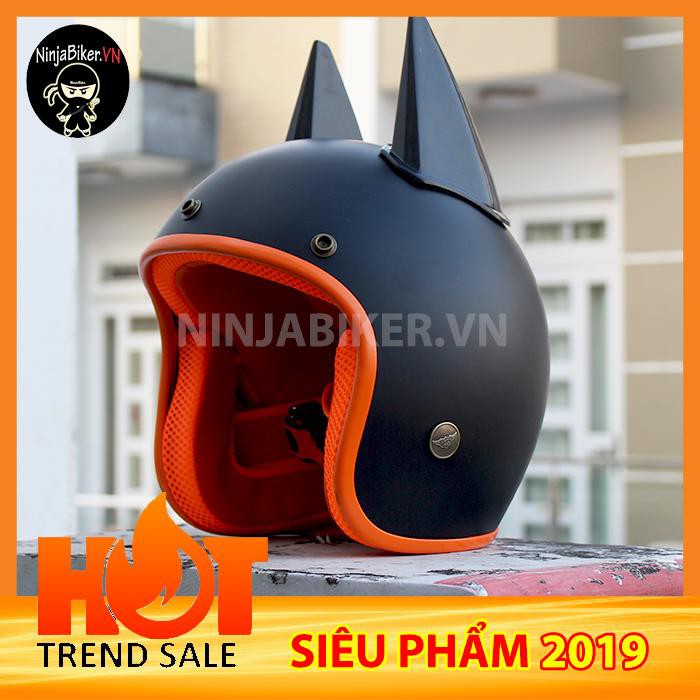 Combo Mũ nón bảo hiểm 3/4 Ntmax tặng kèm sừng BatMan