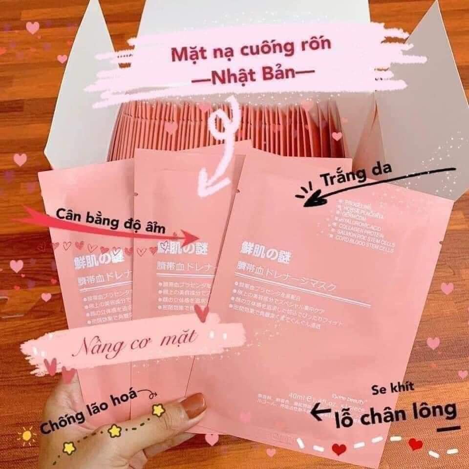 Mặt Nạ Nhau Thai Cừu, Tế Bào Gốc trắng da, mờ nám và tàn nhang - Mask Cuống Rốn Nhật Rwine Beauty SeeMe Beauty SG-002