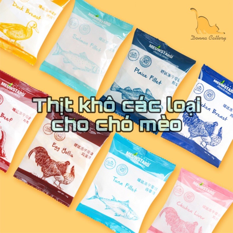 THỊT KHÔ MEOWSTARD CHO CHÓ MÈO ĐỦ CÁC HƯƠNG VỊ