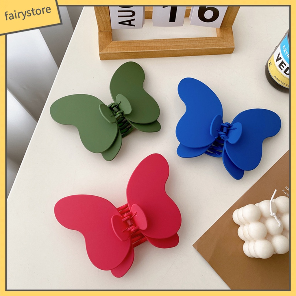 Kẹp Tóc Hai Lớp Màu Trơn Chống Nứt Nẻ Hình Bướm Dành Cho Nữ