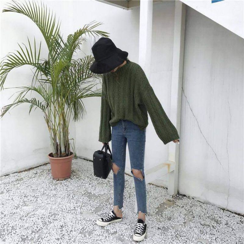 Áo len móc vặn thừng from rộng MH