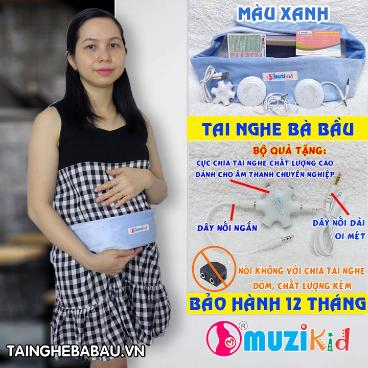 TAI NGHE BÀ BẦU MUZIKID MÀU XANH - HÀNG CHÍNH HÃNG - TAINGHEBABAU.VN