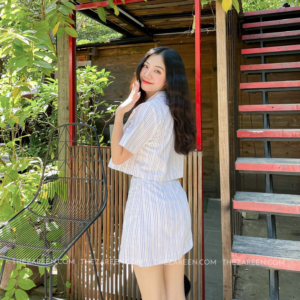 SET SƠ MI SỌC CROPTOP ZAREEN