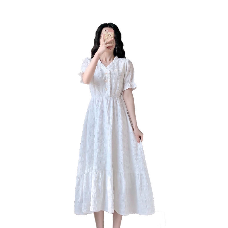 Đầm Trắng Phong Cách Retro Pháp Thanh Lịch Cho Nữ | BigBuy360 - bigbuy360.vn