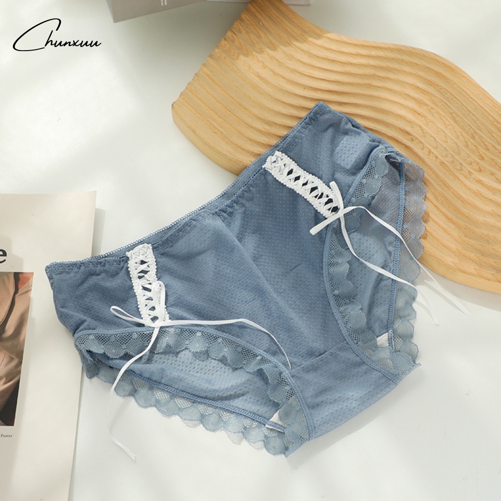 Quần lót nữ dạng lưới thắt nơ xinh xắn phối viền ren gợi cảm ChunXuu QC117