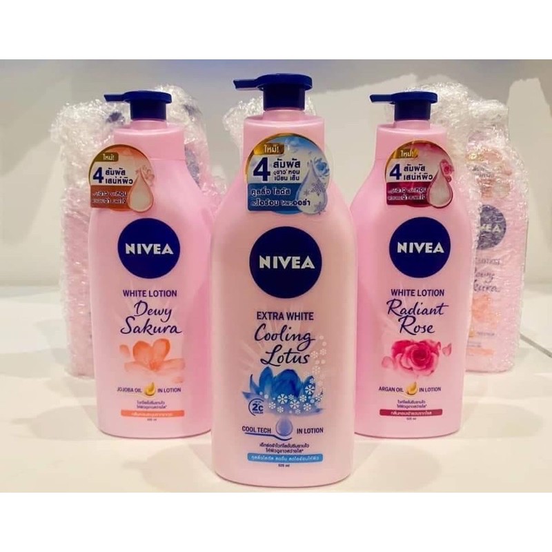 DƯỠNG THỂ TRẮNG DA NIVEA DEWY SAKURA - NIVEA COOLING LOTUS dưỡng thể chống nắng cấp ẩm và lưu hương hoa