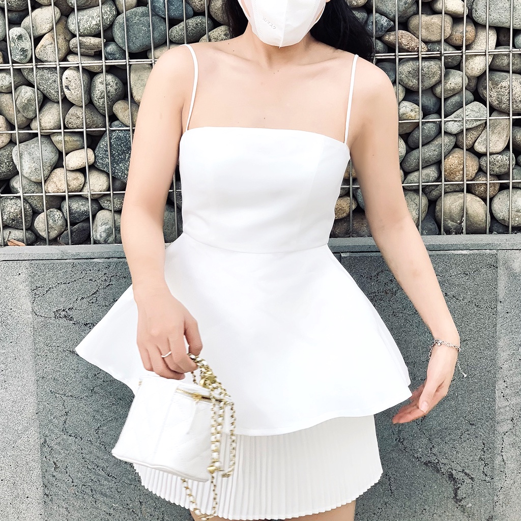 Áo hai dây QUEEN dáng xòe, chất tafta siêu hack dáng, 2 màu cơ bản - KAYLIN TOP QT001