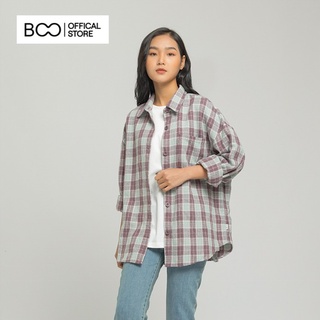 Áo Khoác BOO Sơ Mi Nữ Cao Cấp Chất Liệu Dạ Kẻ Caro Cổ Đức Dáng Rộng