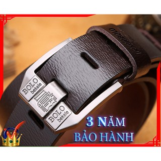 HÀNG HIỆU/Thắt Lưng Da Nam Khóa Kim Cao Cấp Dây Nịt Nam Da Bò 100% Chính Hãng Bekele POLO Mầu Nâu Nam Tính...