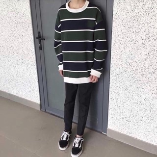 Áo kẻ xanh đen nhí trắng