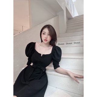 Váy tay bồng khoét eo nơ đan chéo