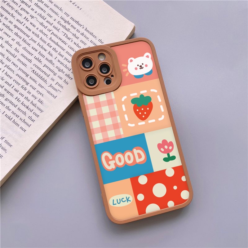 Ốp lưng iphone cạnh vuông lỗ camera gấu dâu 6s/6splus/7/7plus/8/8plus/x/xs/11/12/13/pro/max/plus/promax-Sale Sốc U4-16