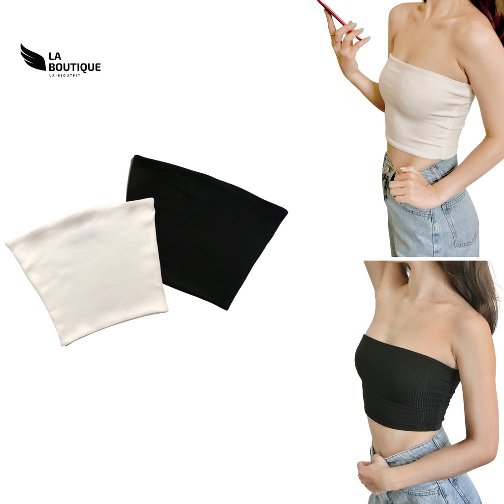 Áo ống nữ trơn La Boutique croptop chất thun gân co giãn 4 chiều freesize dưới  60kg basic dễ phối đồ LA22