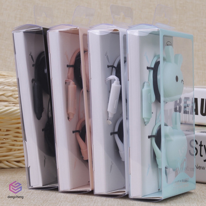 Tai Nghe Điện Thoại Máy Tính Đeo Cổ Hình Tai Thỏ Hoạt Hình Đáng Yêu