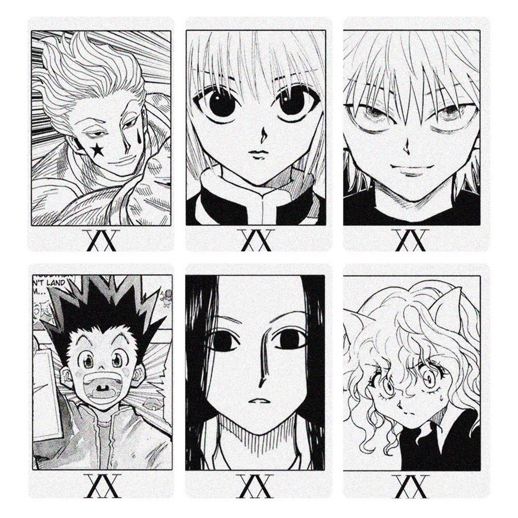 Ảnh card bo góc in hình THỢ SĂN HUNTER X HUNTER ver đen trắng thẻ bo viền 5*8cm anime chibi sưu tập 1 tấm