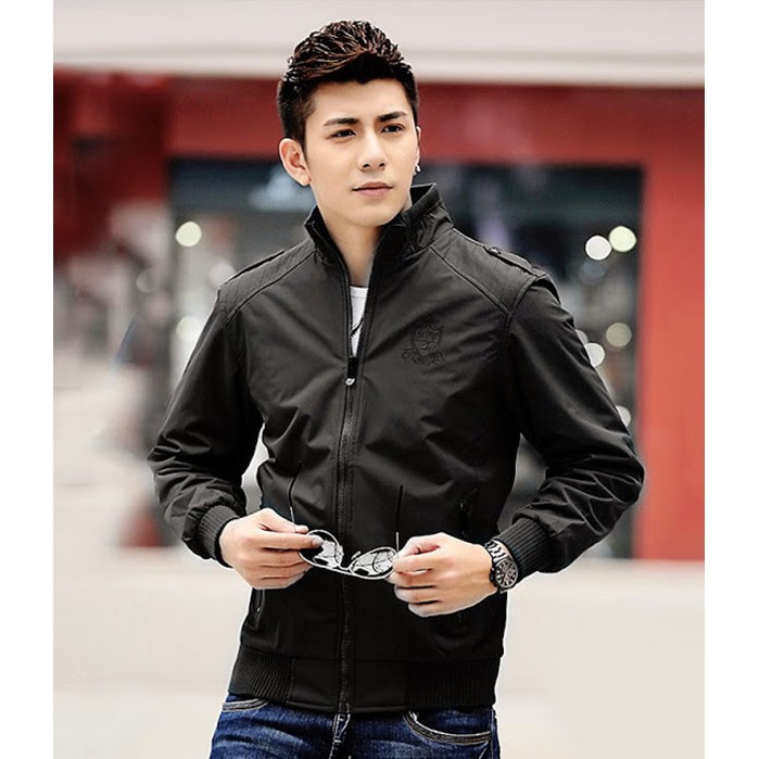 (tomboy) (2 màu) Áo khoác dù thêu huy chương