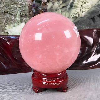 Quả cầu phong thủy hồng đá tự nhiên 11cm (Natural Rose Quartz)
