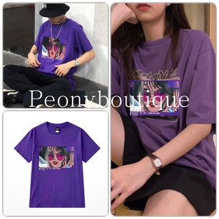 Áo Thun Tím Cô Gái Đeo Kính Unisex [FREESHIP] 🌸 Phông tay lỡ form rộng oversize dáng suông cá tính Ulzzang HOT 🌸