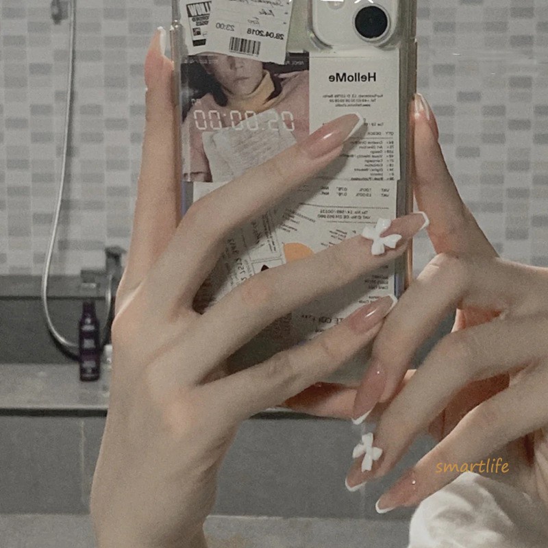 Set 24 Móng Tay Giả Họa Tiết Bướm Thời Trang Cho Nữ