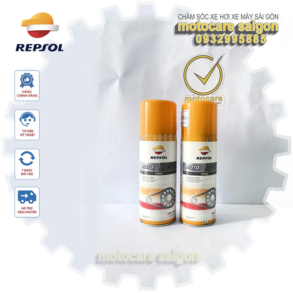 Dưỡng sên REPSOL Moto Chain Lube / Dung tích 400ml [CHĂM SÓC XE HƠI XE MÁY SÀI GÒN]
