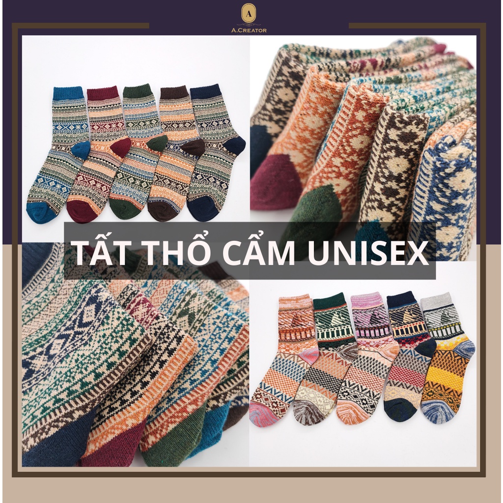 Bộ Tất Thổ Cẩm Unisex Cho Cả Nam Và Nữ - Vải Wool Chống Bai Xù