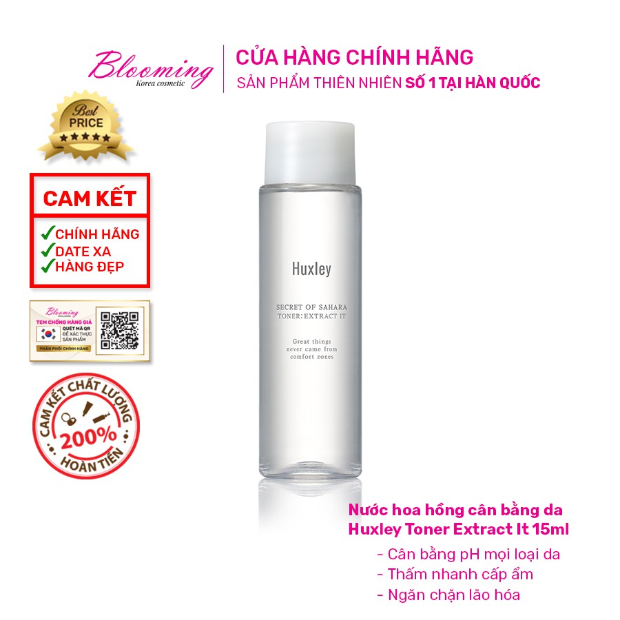 [Mini] Nước hoa hồng Cân Bằng độ ẩm và Điều Chỉnh Lỗ Chân Lông Huxley Secret Of Sahara Toner Extract It 15ml | BigBuy360 - bigbuy360.vn