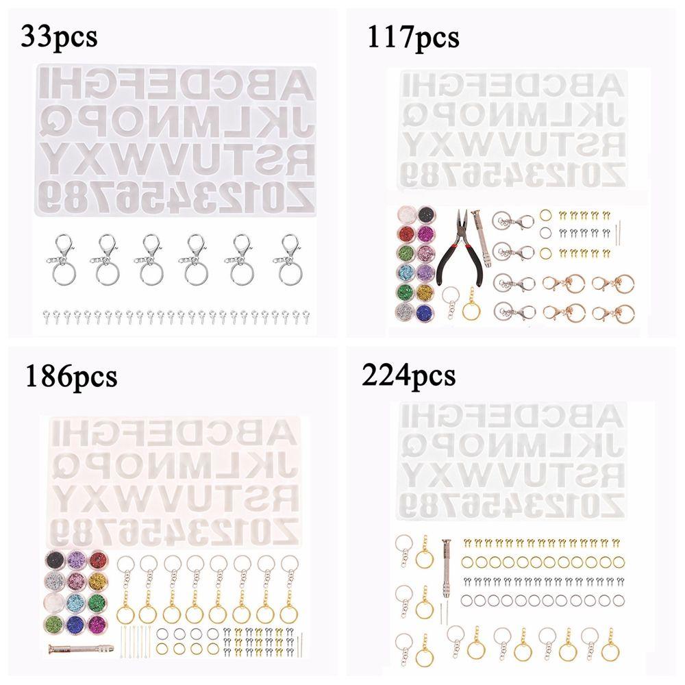 Set 1 33 / 117 / 186 / 224 / 227 Khuôn Silicone Hình Chữ Cái Làm Móc Khóa