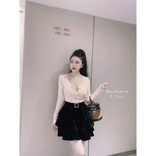 Chân váy nhung tầng